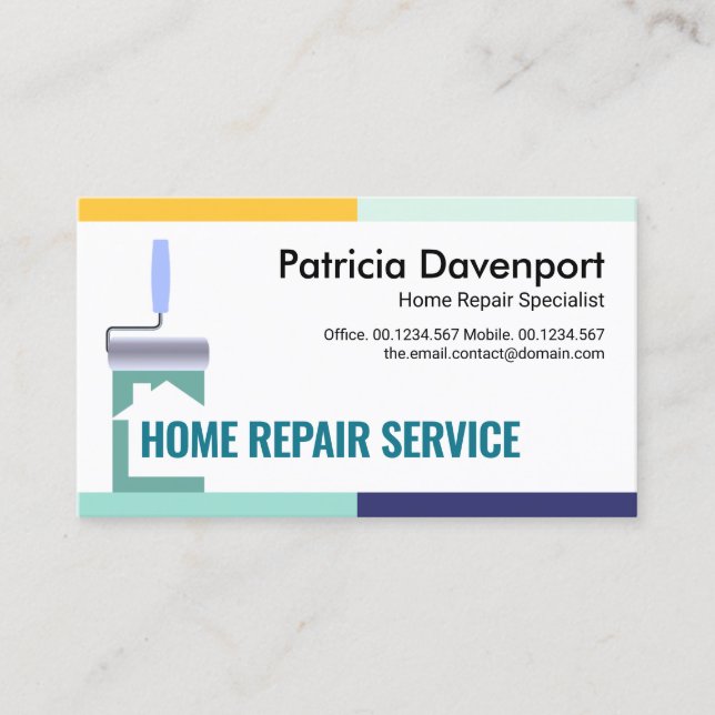Stylish Colorful Border Roller Brush Business Card (Front)