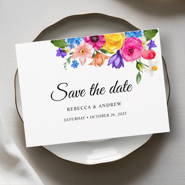 Stylish colorful bright wildflowers wedding  save the date (Creator Uploaded)