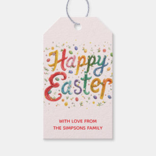 Stylish Colorful Floral Happy Easter Gift Tags