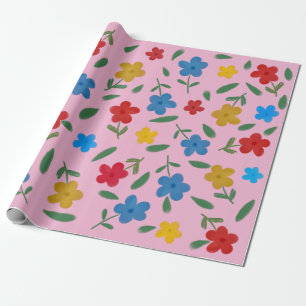 STYLISH COLORFUL FLOWERS PATTERN WRAPPING PAPER