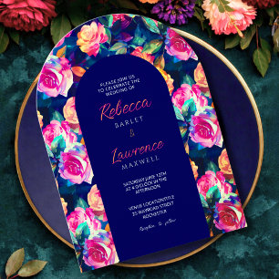 Stylish Colorful flowers wedding arch invitation