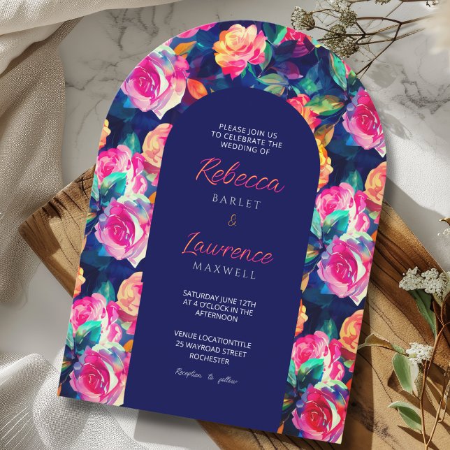 Stylish Colorful flowers wedding arch invitation (Creator Uploaded)