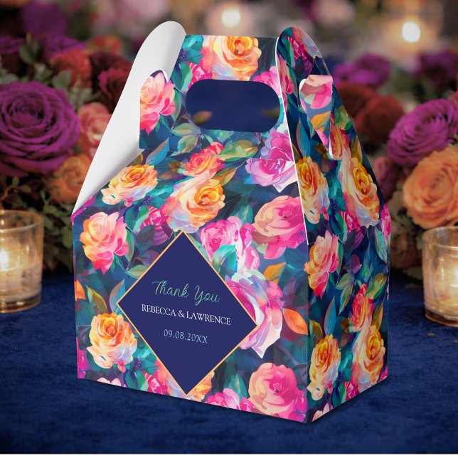 Stylish Colorful flowers wedding Favor Boxes (Creator Uploaded)