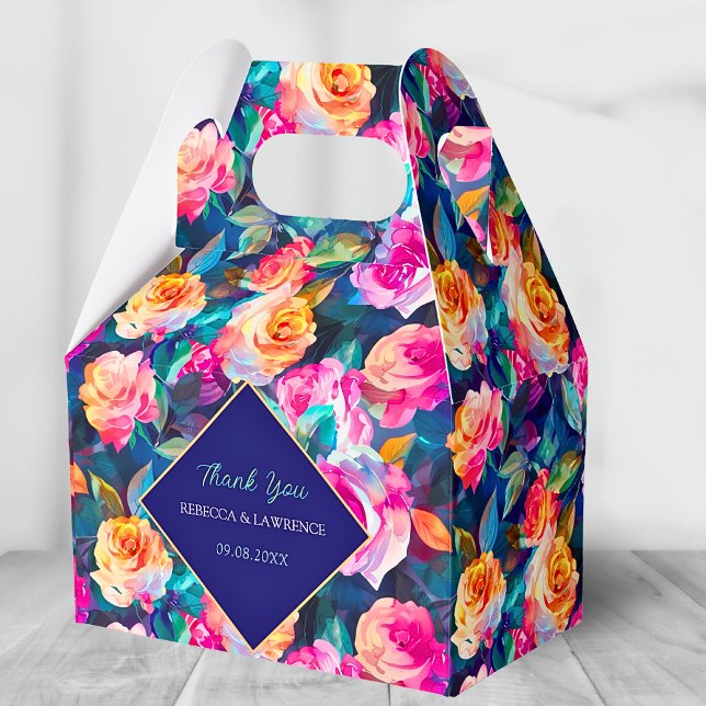 Stylish Colorful flowers wedding Favor Boxes (Creator Uploaded)