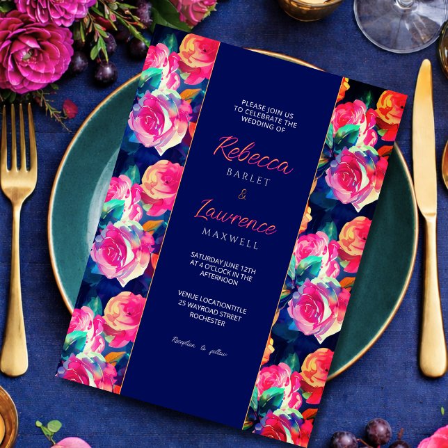 Stylish Colorful flowers wedding invitation (Creator Uploaded)