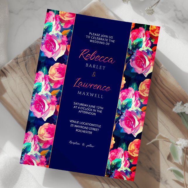 Stylish Colorful flowers wedding invitation (Creator Uploaded)