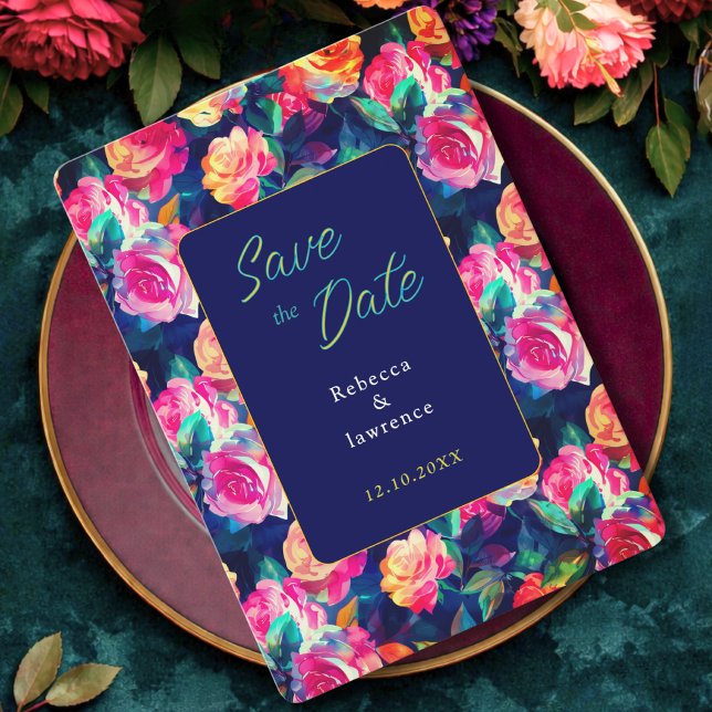 Stylish Colorful flowers wedding save the date (Creator Uploaded)