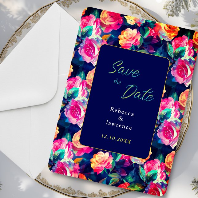 Stylish Colorful flowers wedding Save The Date (Creator Uploaded)