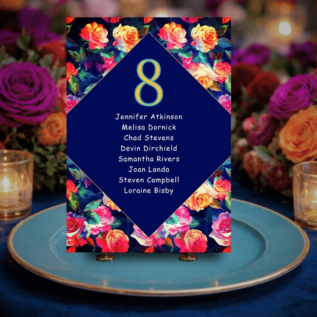 Stylish Colorful flowers wedding seating  Table Number (Creator Uploaded)