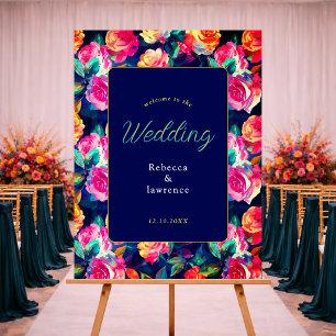 Stylish Colorful flowers welcome wedding Foam Board