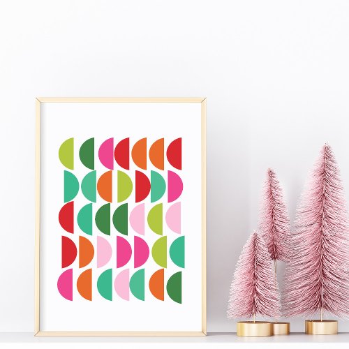 Stylish Colorful Geometric Artwork Red Pink Green Poster
