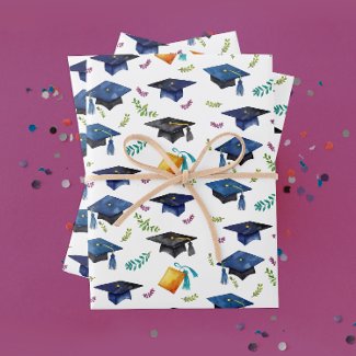 Stylish Colorful Graduation Cap Watercolor Festive