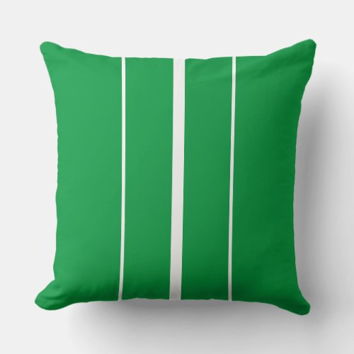 Stylish Colorful Kelly Green White Racing Stripes Throw Pillow