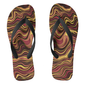 Stylish colorful lava art flip flops