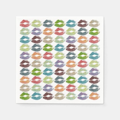 Stylish Colorful Lips 16 Paper Napkins