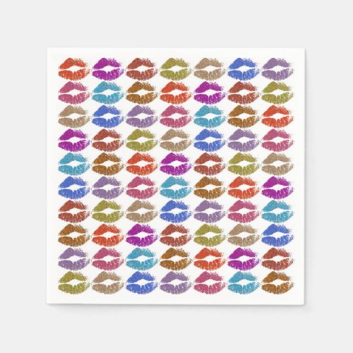 Stylish Colorful Lips 24 Paper Napkins