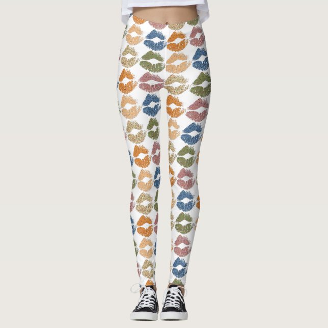 Stylish Colorful Lips Leggings (Front)