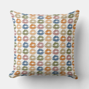 Stylish Colorful Lips Throw Pillow