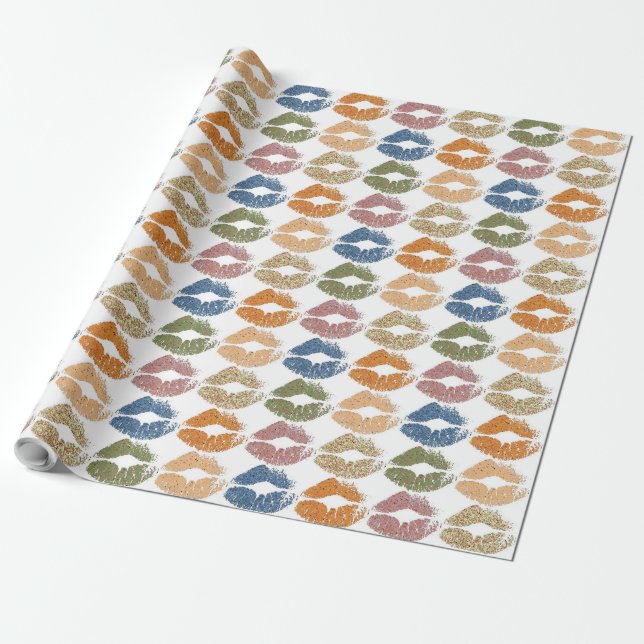 Stylish Colorful Lips Wrapping Paper (Unrolled)