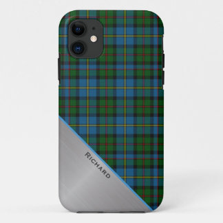 Stylish Colorful MacLeod Plaid & Aluminum Look iPhone 11 Case