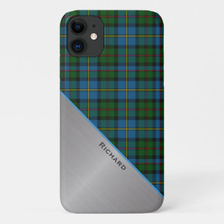 Stylish Colorful MacLeod Plaid & Aluminum Look iPh iPhone 11 Case
