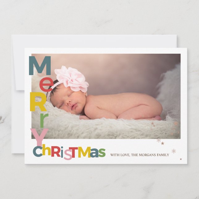 Stylish Colorful Merry Christmas Your Photo (Front)