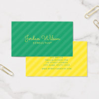Stylish Colorful Modern Green and Yellow Stripes Business Card