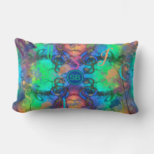 Stylish Colorful Music Monogrammed Lumbar Pillow