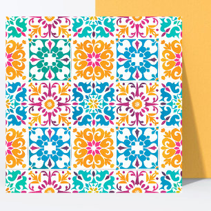 Stylish Colorful Pattern Mexican Papel Picado Ceramic Tile