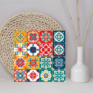 Stylish Colorful Pattern Mexican Papel Picado Home Ceramic Tile