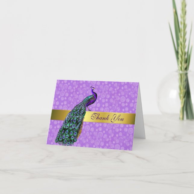Stylish Colorful Peacock Thank You Card (Front)