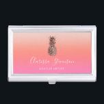 Stylish colorful rose gold pineapple pink makeup business card case<br><div class="desc">Modern and colorful faux rose gold pineapple design.</div>