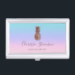 Stylish colorful rose gold pineapple pink makeup business card case<br><div class="desc">Modern and colorful faux rose gold pineapple design.</div>
