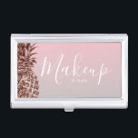 Stylish colorful rose gold pineapple pink makeup business card case<br><div class="desc">Modern and colorful faux rose gold pineapple design.</div>