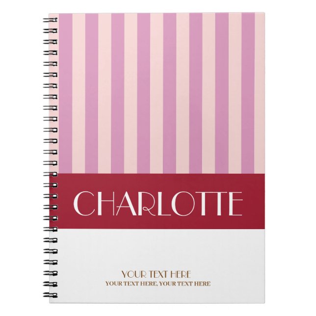 Stylish Colorful Stripes Personalized Monogrammed Notebook (Front)