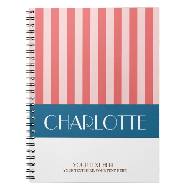 Stylish Colorful Stripes Personalized Monogrammed Notebook (Front)