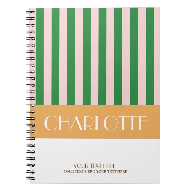 Stylish Colorful Stripes Personalized Monogrammed Notebook (Front)
