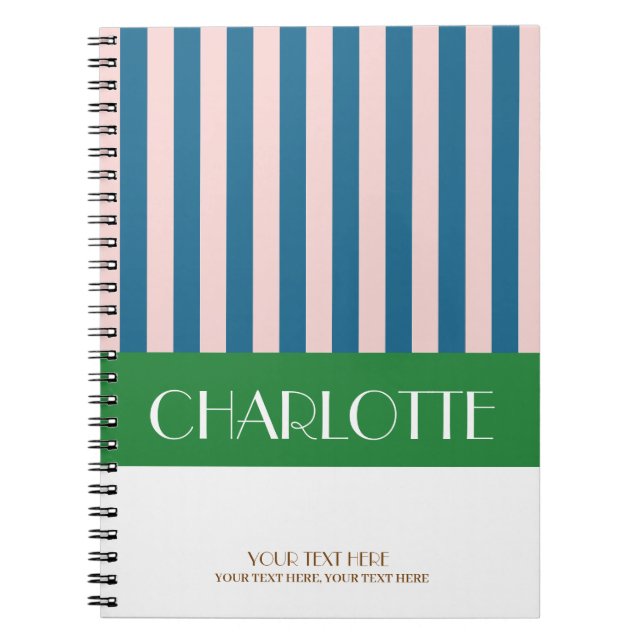 Stylish Colorful Stripes Personalized Monogrammed Notebook (Front)