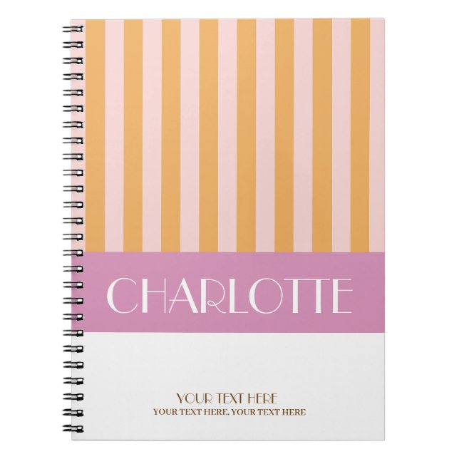 Stylish Colorful Stripes Personalized Monogrammed Notebook (Front)