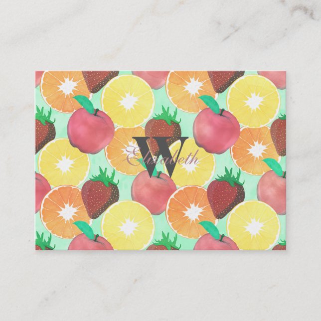 Stylish Colorful Summer Fruits Design Business Card (Front)