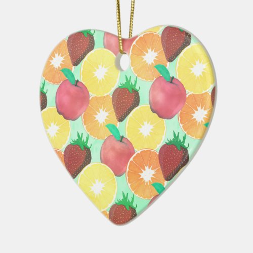 Stylish Colorful Summer Fruits Design Ceramic Ornament