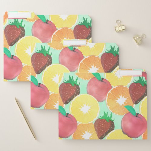 Stylish Colorful Summer Fruits Design File Folder