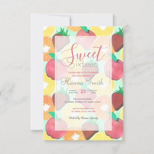 Stylish Colorful Summer Fruits Design Invitation