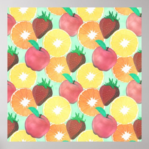 Stylish Colorful Summer Fruits Design Poster