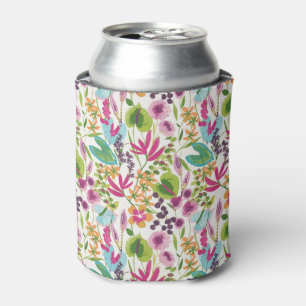 Stylish Colorful Summer Tropical Floral Pattern Can Cooler