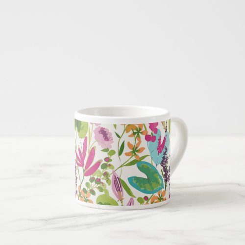Stylish Colorful Summer Tropical Floral Pattern Espresso Cup