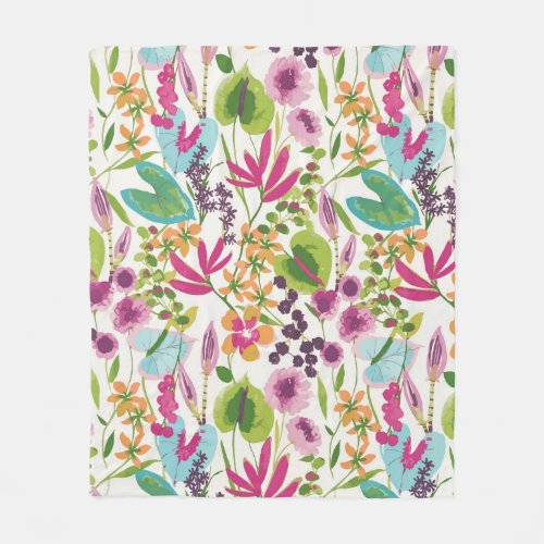 Stylish Colorful Summer Tropical Floral Pattern Fleece Blanket