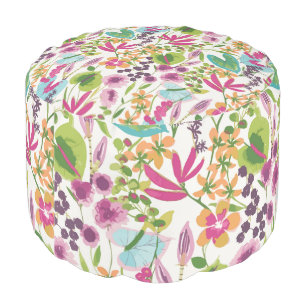 Stylish Colorful Summer Tropical Floral Pattern Pouf
