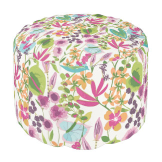 Stylish Colorful Summer Tropical Floral Pattern Pouf