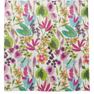 Stylish Colorful Summer Tropical Floral Pattern Shower Curtain